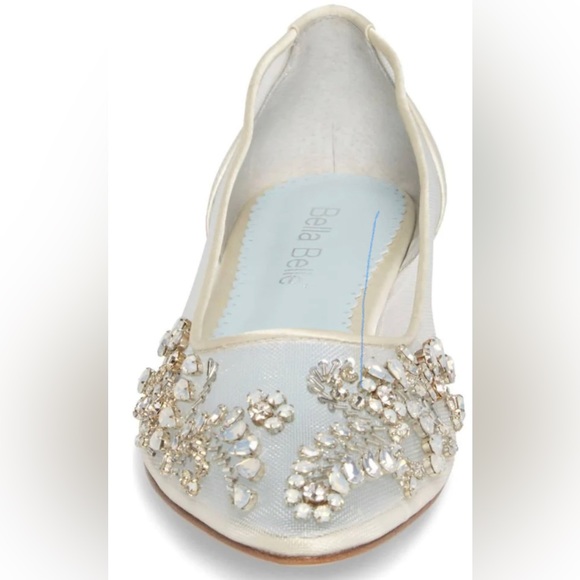 Bella Belle Crystal Embellished Clear Flats with Rhinestones and Blue Insole - Picture 4 of 4